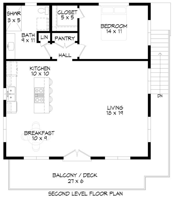 Modern Floor Plan - Upper Floor Plan #932-951