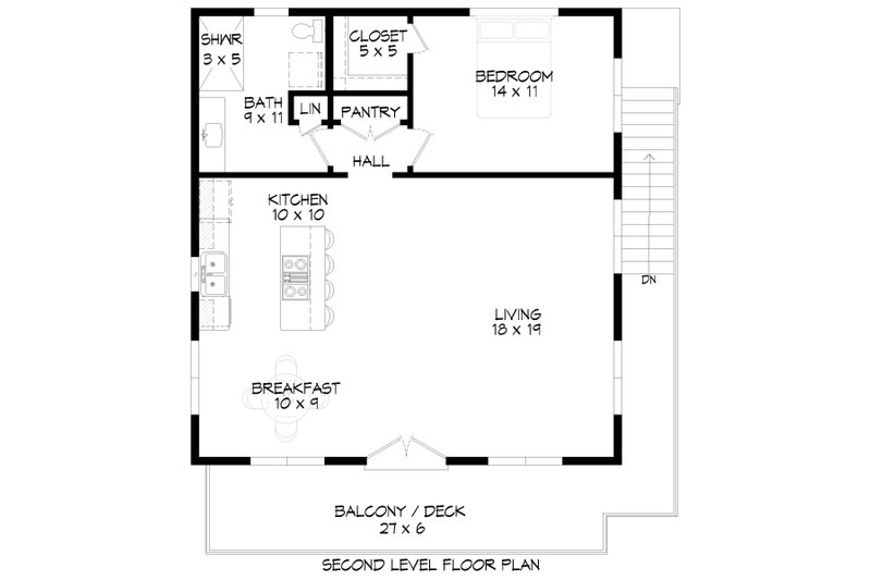Architectural House Design - Floor Plan - Upper Floor for Modern House Plan #932-951 - 1 bed, 1 bath