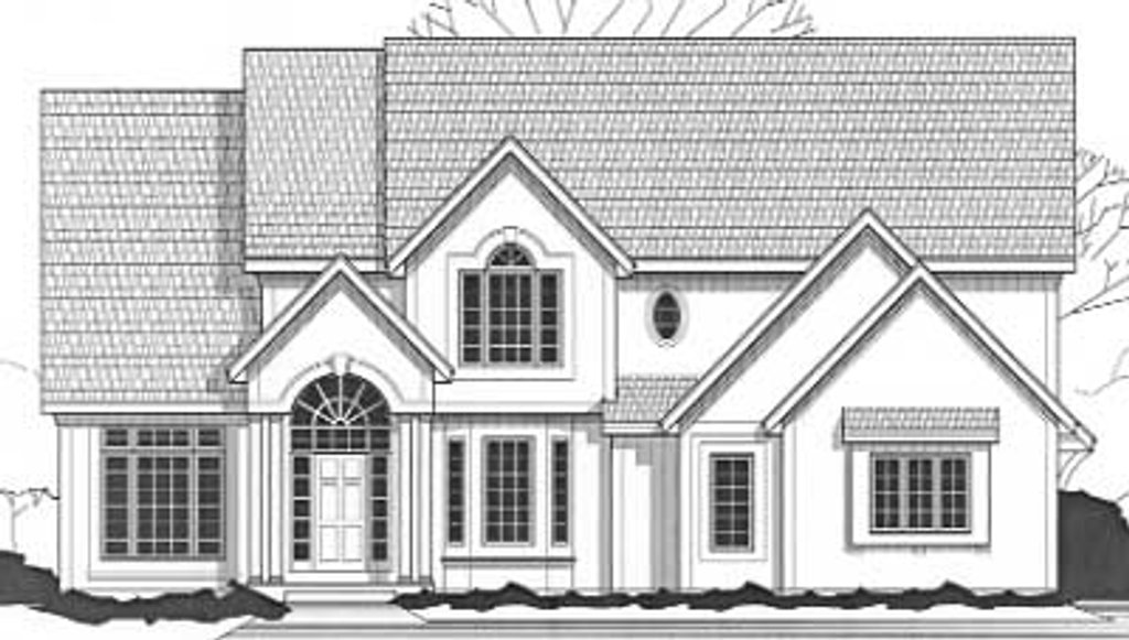 Exterior - Front Elevation 2 for European House Plan #67-605 - 4 bed, 3.5 bath