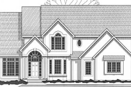 Exterior - Front Elevation for European House Plan #67-605 - 4 bed, 3.5 bath