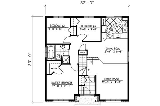 Floor Plan - Main Floor for Traditional House Plan #138-200 - 3 bed, 1 bath