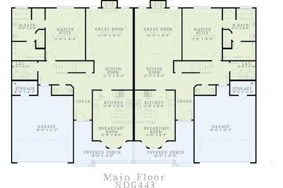 Floor Plan - Main Floor for Southern House Plan #17-2030 - 3 bed, 2.5 bath