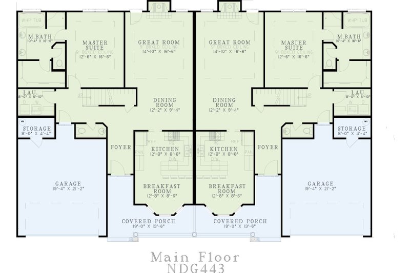 Architectural House Design - Floor Plan - Main Floor for Southern House Plan #17-2030 - 3 bed, 2.5 bath