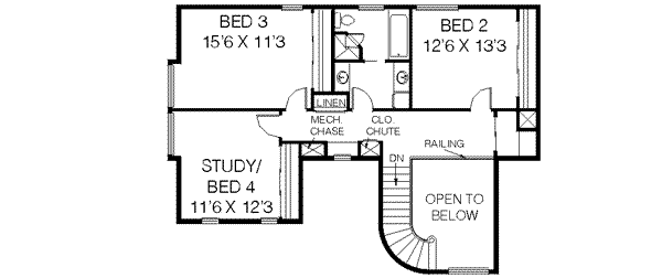 Country Floor Plan - Upper Floor Plan #60-353