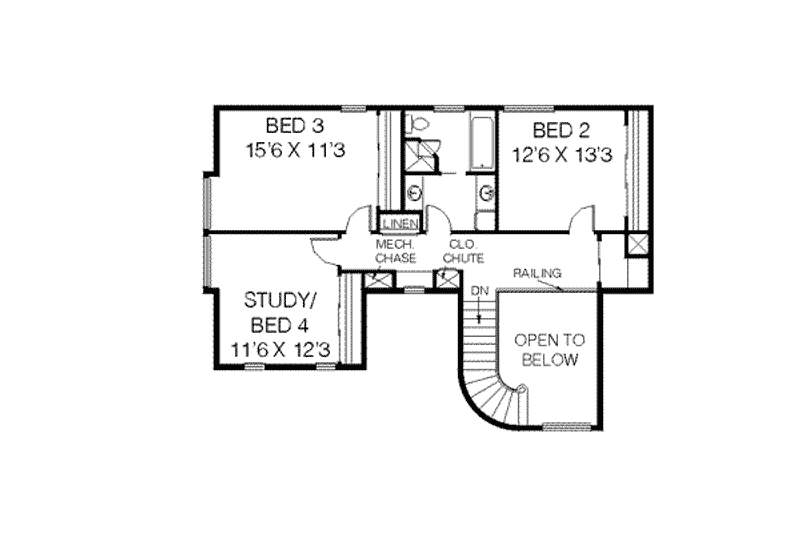 House Plan Design - Floor Plan - Upper Floor for Country House Plan #60-353 - 4 bed, 2.5 bath