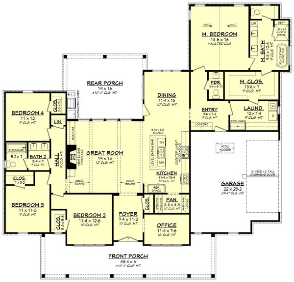 Dream House Plan - Floor Plan - Main Floor for Farmhouse House Plan #430-439 - 4 bed, 2.5 bath