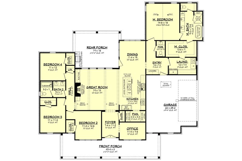 Dream House Plan - Floor Plan - Main Floor for Farmhouse House Plan #430-439 - 4 bed, 2.5 bath
