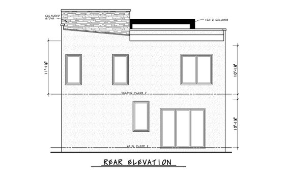 Exterior - Rear Elevation for Modern House Plan #20-2521 - 4 bed, 3.5 bath