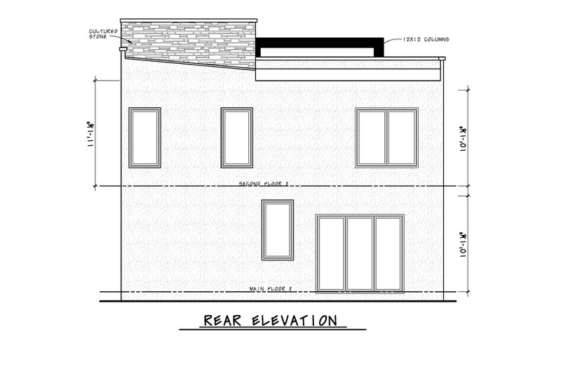 Home Plan - Exterior - Rear Elevation for Modern House Plan #20-2521 - 4 bed, 3.5 bath