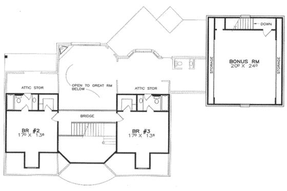Floor Plan - Upper Floor for Contemporary House Plan #8-108 - 3 bed, 3.5 bath