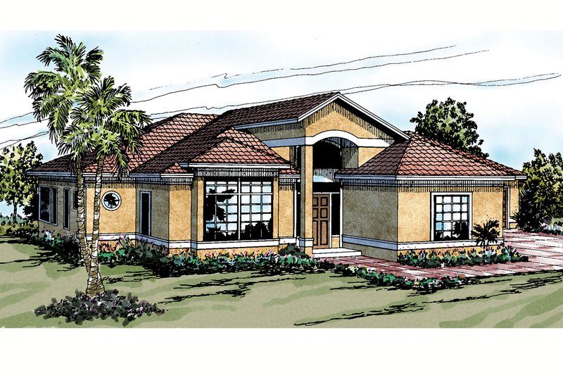 Home Plan - Mediterranean Exterior - Front Elevation Plan #124-228