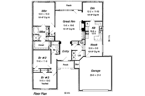 Floor Plan - Main Floor for Colonial House Plan #329-225 - 3 bed, 2 bath