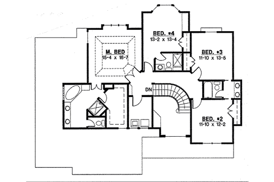 Floor Plan - Upper Floor for Traditional House Plan #67-808 - 4 bed, 3.5 bath
