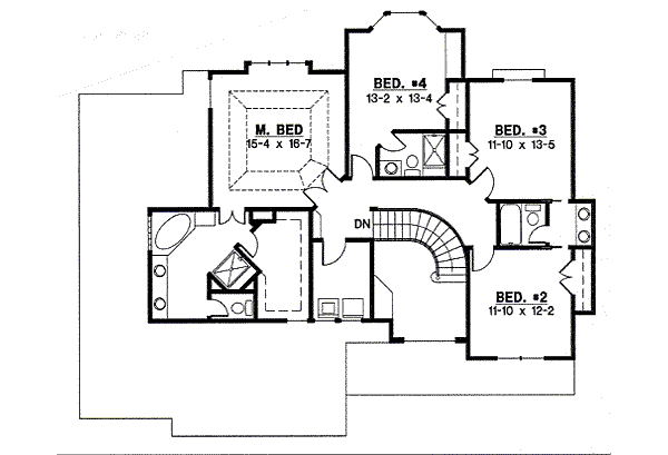 Traditional Floor Plan - Upper Floor Plan #67-808