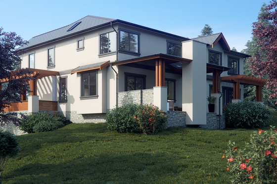 Exterior - Rear Elevation 1 for Contemporary House Plan #1066-36 - 5 bed, 5.5 bath