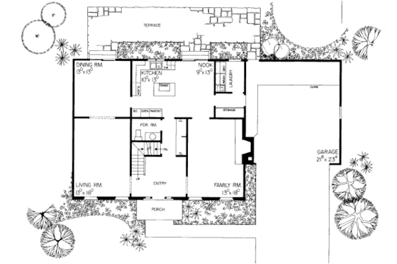 Floor Plan - Main Floor for Colonial House Plan #72-441 - 4 bed, 2.5 bath