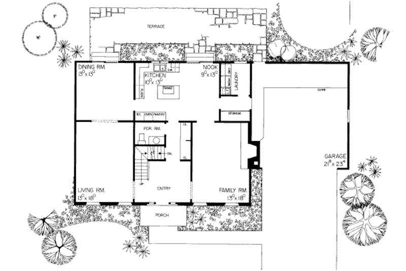Dream House Plan - Floor Plan - Main Floor for Colonial House Plan #72-441 - 4 bed, 2.5 bath