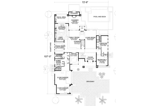 Floor Plan - Main Floor for Modern House Plan #420-172 - 4 bed, 4.5 bath