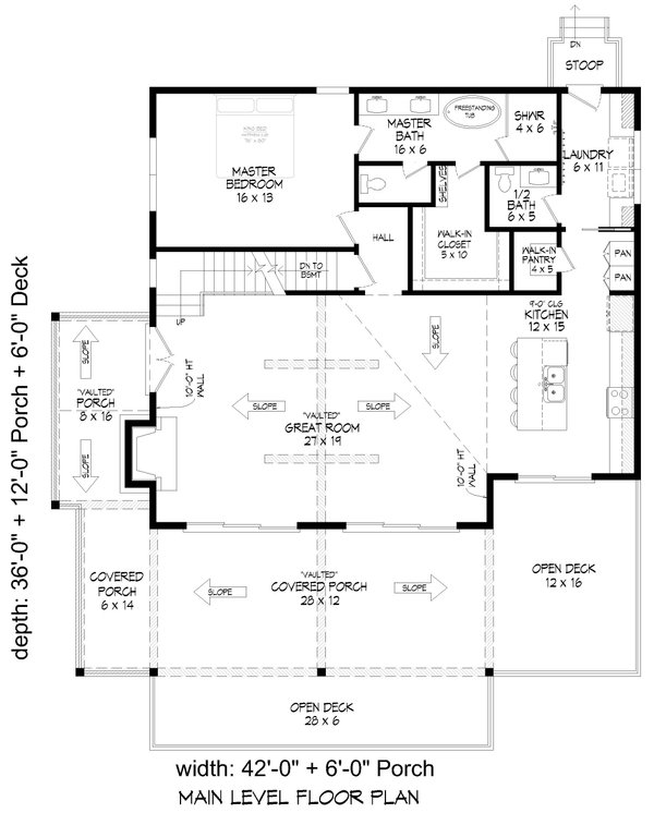 Country Floor Plan - Main Floor Plan #932-1254