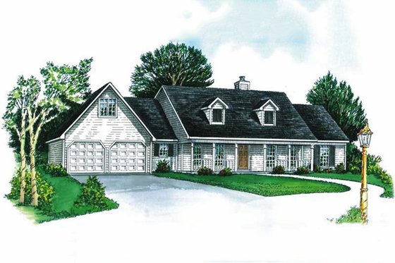 Exterior - Front Elevation for Country House Plan #16-118 - 3 bed, 2 bath