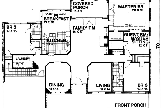 Exterior - Front Elevation 3 for Traditional House Plan #30-183 - 4 bed, 3 bath