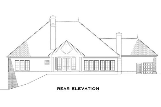 Exterior - Rear Elevation for European House Plan #17-2439 - 4 bed, 3 bath