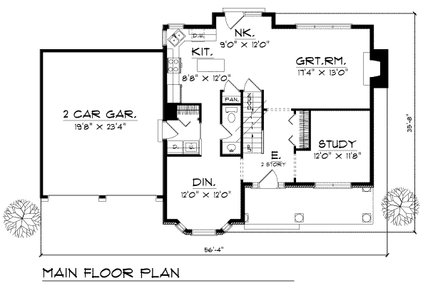 Home Plan - Traditional Floor Plan - Main Floor Plan #70-239