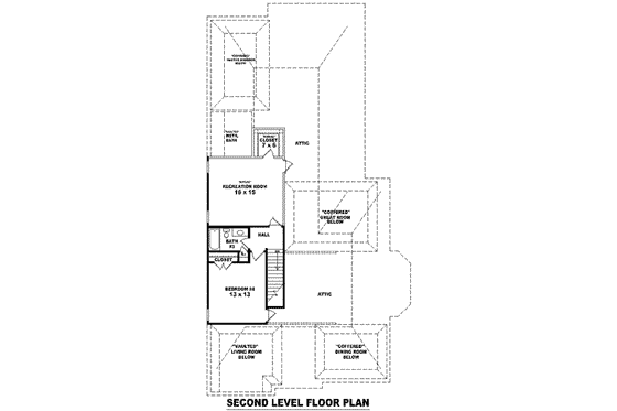 Floor Plan - Upper Floor for European House Plan #81-1275 - 4 bed, 3 bath