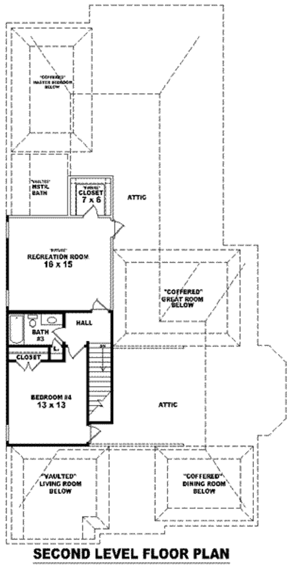 Floor Plan - Upper Floor for European House Plan #81-1275 - 4 bed, 3 bath