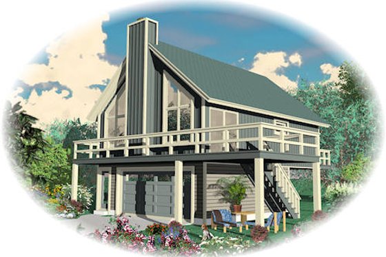 Exterior - Front Elevation for Contemporary House Plan #81-13766 - 2 bed, 1 bath