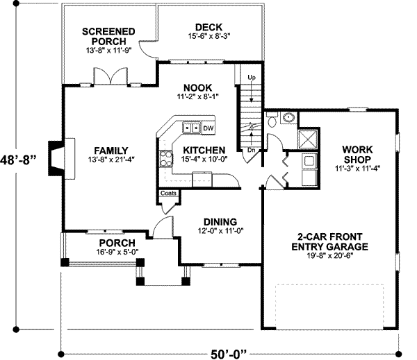 Home Plan - Southern Floor Plan - Main Floor Plan #56-233