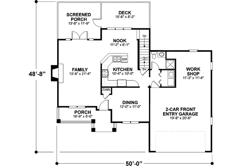 Home Plan - Floor Plan - Main Floor for Southern House Plan #56-233 - 3 bed, 2.5 bath