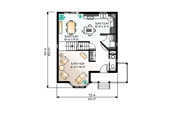 Floor Plan - Main Floor for Victorian House Plan #23-260 - 3 bed, 1.5 bath