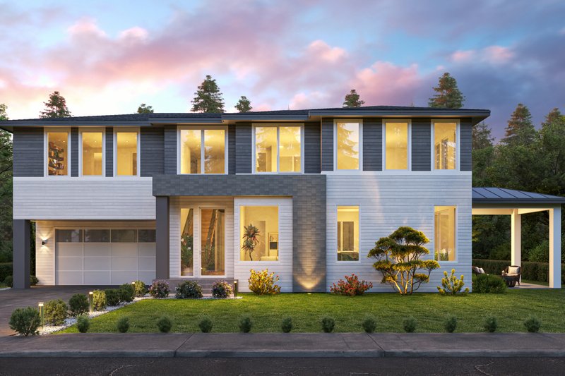 Home Plan - Exterior - Front Elevation 3 for Contemporary House Plan #1066-304 - 4 bed, 4 bath