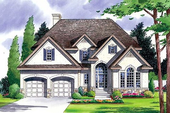 Exterior - Front Elevation for European House Plan #312-428 - 3 bed, 2.5 bath