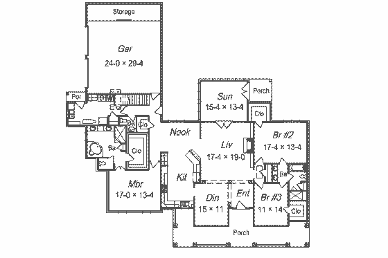 Floor Plan - Main Floor for European House Plan #329-292 - 4 bed, 3.5 bath