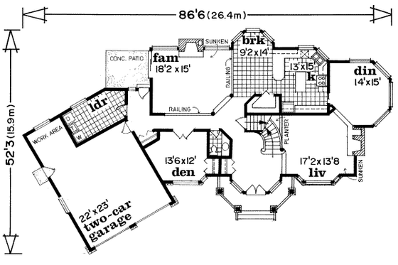 Floor Plan - Main Floor for Traditional House Plan #47-551 - 5 bed, 2.5 bath