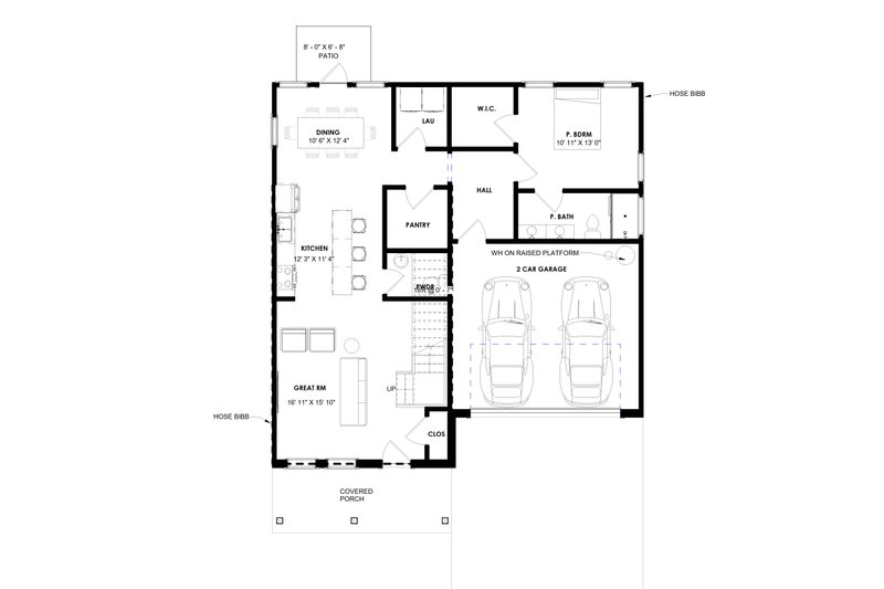Home Plan - Floor Plan - Main Floor for Traditional House Plan #1129-16 - 3 bed, 2.5 bath