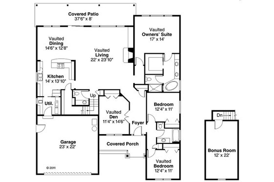 Floor Plan - Main Floor for Traditional House Plan #124-870 - 3 bed, 2.5 bath