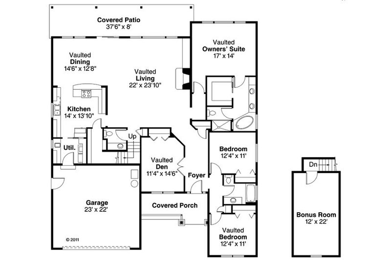 House Blueprint - Floor Plan - Main Floor for Traditional House Plan #124-870 - 3 bed, 2.5 bath