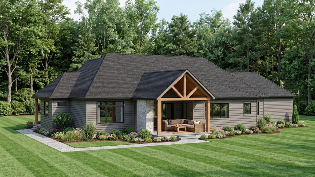 Exterior - Rear Elevation for Country House Plan #1089-72 - 3 bed, 3.5 bath