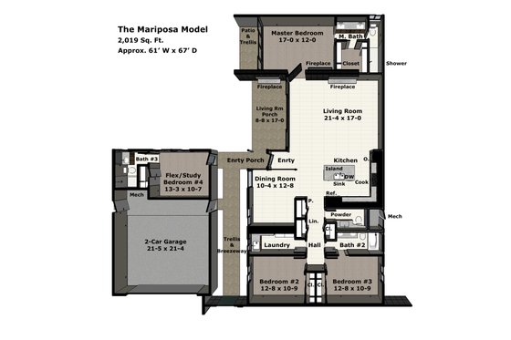 Floor Plan - Main Floor for Modern House Plan #489-14 - 4 bed, 3.5 bath