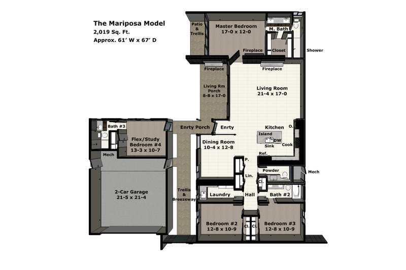 House Design - Floor Plan - Main Floor for Modern House Plan #489-14 - 4 bed, 3.5 bath