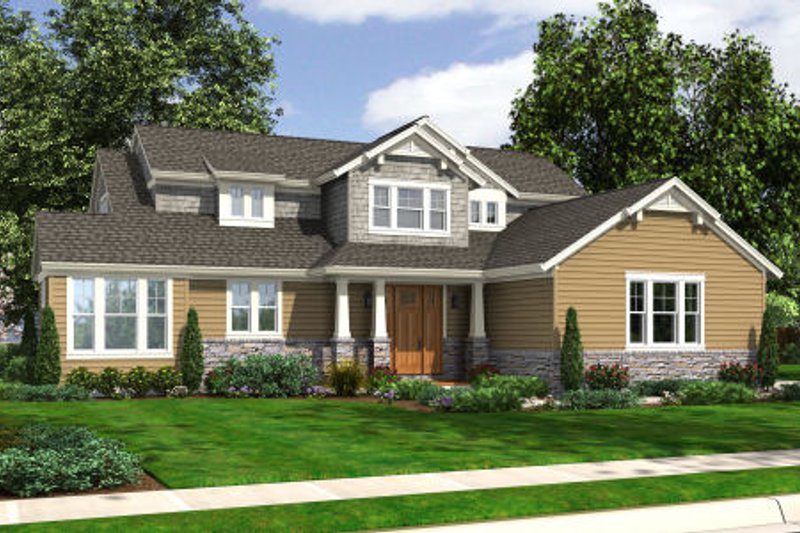 House Blueprint - Bungalow Exterior - Front Elevation Plan #46-456