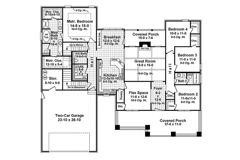 Home Plan - Floor Plan - Main Floor for Craftsman House Plan #21-341 - 4 bed, 2.5 bath