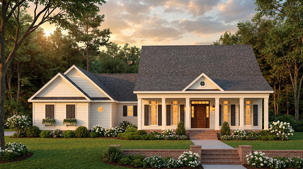 Exterior - Front Elevation 2 for Southern House Plan #406-194 - 3 bed, 2 bath