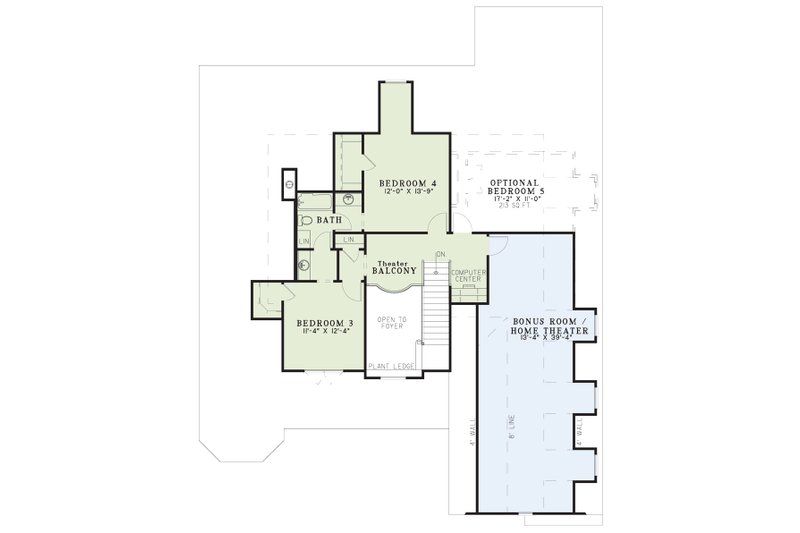 House Design - Floor Plan - Upper Floor for Craftsman House Plan #17-2153 - 4 bed, 3 bath