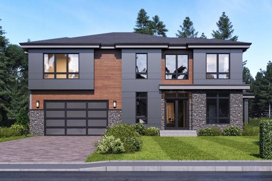 Exterior - Front Elevation 3 for Contemporary House Plan #1066-51 - 4 bed, 3 bath