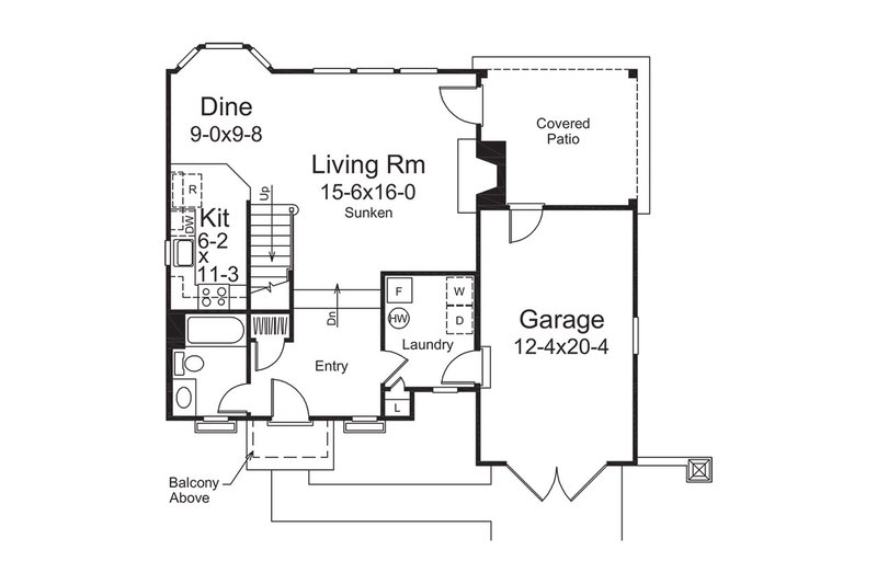 House Design - Floor Plan - Main Floor for European House Plan #57-675 - 1 bed, 1 bath