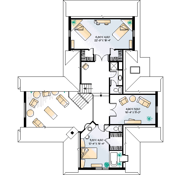 House Design - European Floor Plan - Upper Floor Plan #23-2027